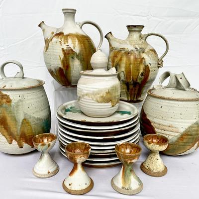 Rare Signed Vintage Stoneware Set Of 19 - Update 
