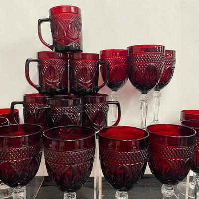 Cristal D’Arques Durand Ruby Red Glass Set