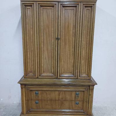 5 Drawer Double Door Hardwood Cabinet W/ Compartments