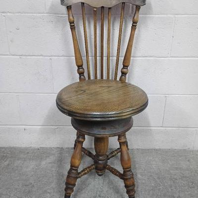 Tiger Oak Piano/Organ Chair W/ Claw And Ball Feet