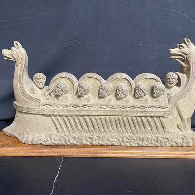 Stone Viking Longship Sculpture