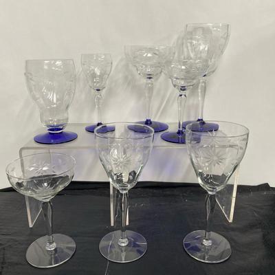 Weston Floral Etched Glass Stemware Set