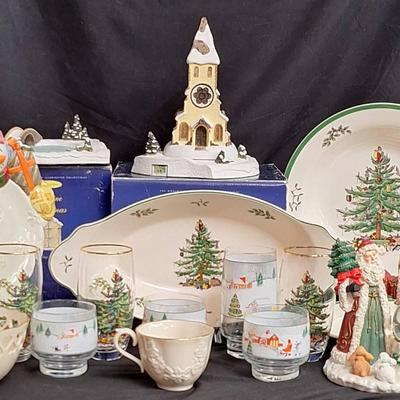 Lenox Hostess Punch Cup, Illuminations Alpine Christmas Collection Piece, Spode Christmas Platter