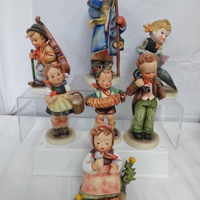 7pc Goebel Hummel Figure Set W/ Flambro "Girl With Umbrella"