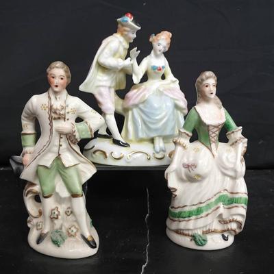 Occupied Japan Victorian Style Porcelain Figurine Trio