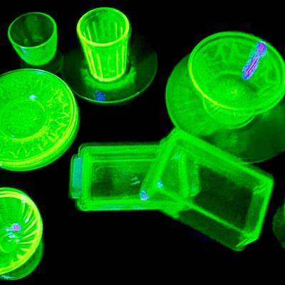 Mixed Uranium Barware & Butter Cover 