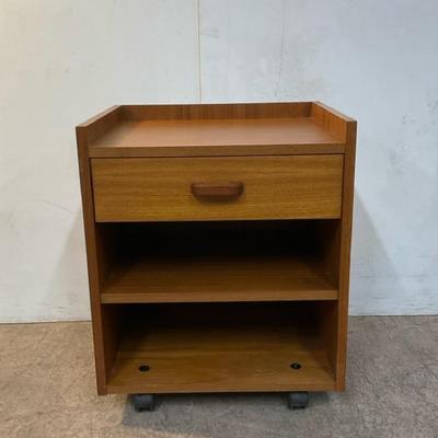 Danish Teak MCM Rolling Nightstand 