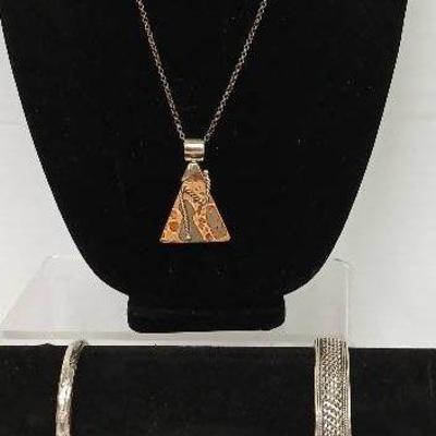 Sterling Inlaid Bracelet & More