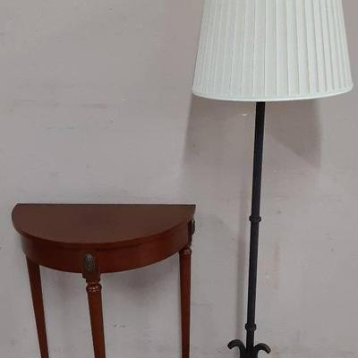 BOMBAY Solid Wood Three-Legged Table And A Floor Stand Metal Lamp