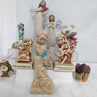 Pair Of Willow Tree Angel Sculptures W/ Harmony Kingdom And More