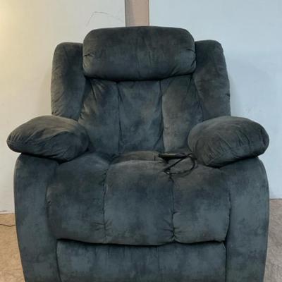 Sea blue Faux Suede Massage/Heat Recliner 