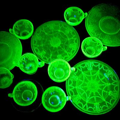 Green Uranium Depression Glass Dishware