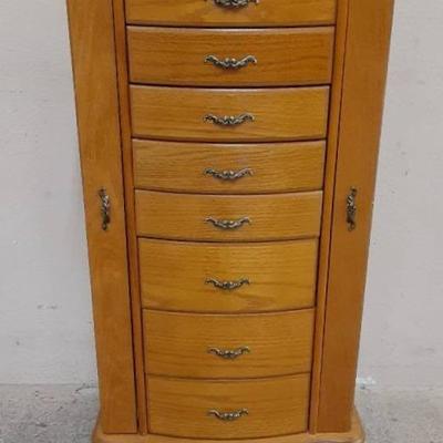 Tall Tower Wooden 11 Compartment Jewelry Box