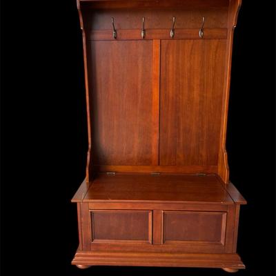 Entryway Wooden Hall Tree with Bench and Storage
