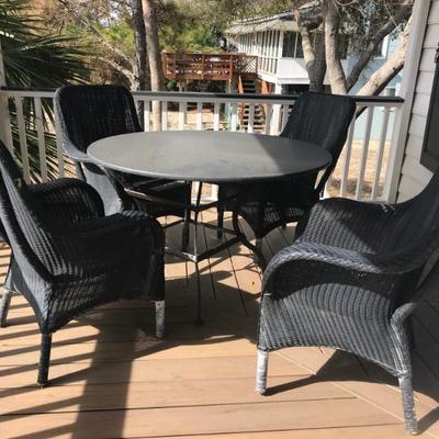 Sale Photo Thumbnail #35: stone table $169
2 pairs of wicker chairs $199 per set