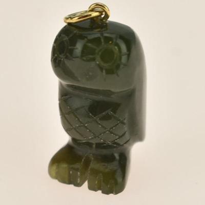 25.8 Carat Green Jade Owl Pendant