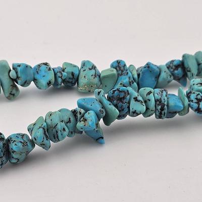 Vintage Native Silver Turquoise Bead Necklace 