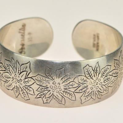 S. Kirk & Son Sterling Silver Poinsettia Cuff Bracelet