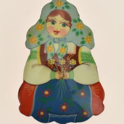 Vintage Russian Lacquer Matryoshka Brooch