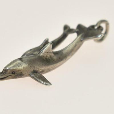 Sterling Silver Dual Dolphin Pendant