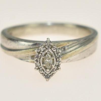 Sterling Silver Natural Marquis-Cut Diamond Ring