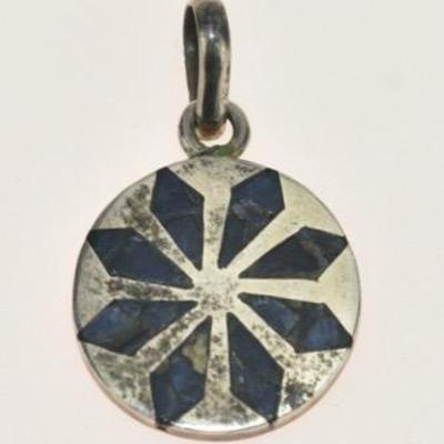 Vintage Sterling Silver Lapis Lazuli Inlay Pendant
