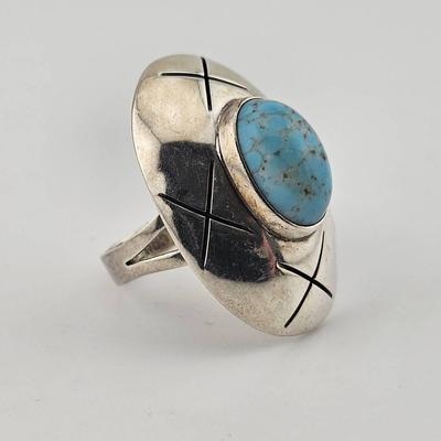Vintage Sterling Silver 925 Turquoise Ring Signed
