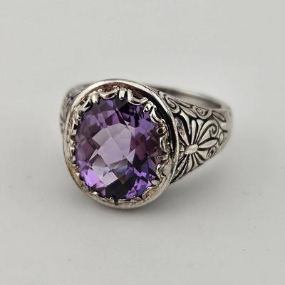 Sterling Silver 925 4ct Amethyst Ring