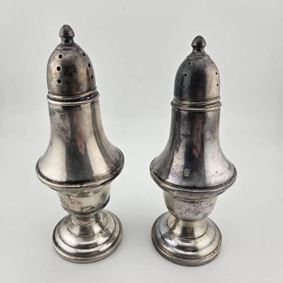 Vintage Sterling Silver 925 Weighted Crown Salt And Pepper Shakers