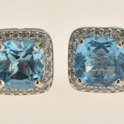 Pair of Sterling Silver 3 TCW Blue Topaz Stud Earrings