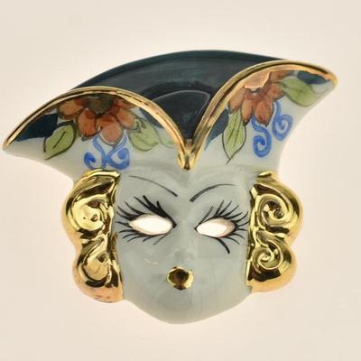 Porcelain Theater Mask Brooch