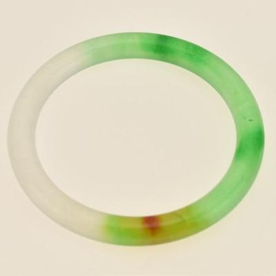 168.8 Carat Green & White Jade Bangle Bracelet