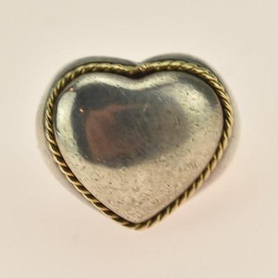Tiffany & Co Sterling Silver & 18k Yellow Gold Heart Ring