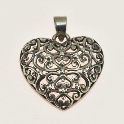 Ornate Sterling Silver Heart Pendant