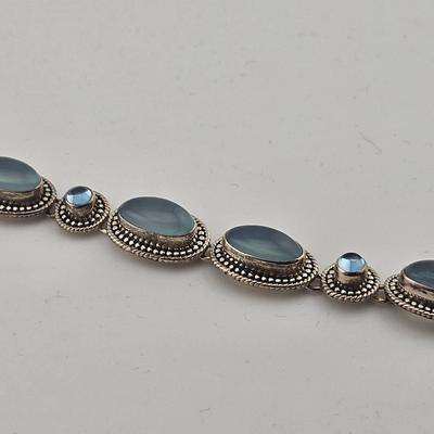 Sterling Silver 925 Moonstone Toggle Bracelet 