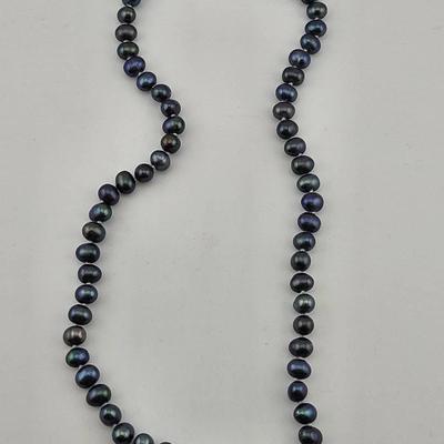 Vintage Black Pearl Necklace With Sterling Silver 925 Clasp
