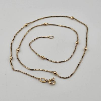 14k Gold Box & Ball Necklace 16"