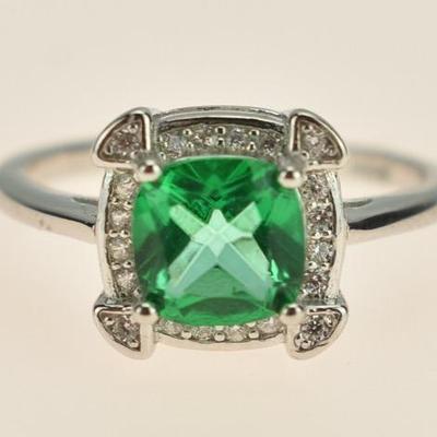 Sterling Silver 1.25 Carat Natural Green Topaz Ring