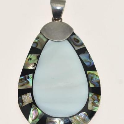 Sterling Silver Abalone & Mother of Pearl Lacquer Pendant