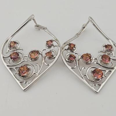 Sterling Silver 925 Twilight Fire Topaz Earrings 
