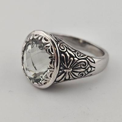 Sterling Silver 925 Green Amethyst Ring 