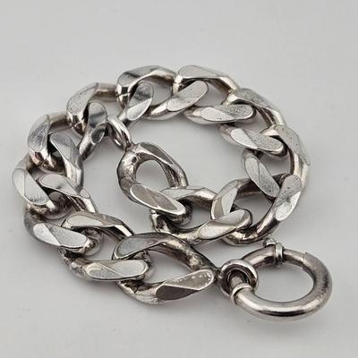 Sterling Silver 925 Large Curb Link Bracelet 