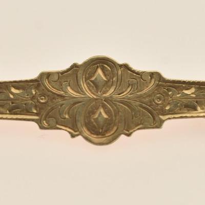 Antique Etched Gold-Filled Brooch