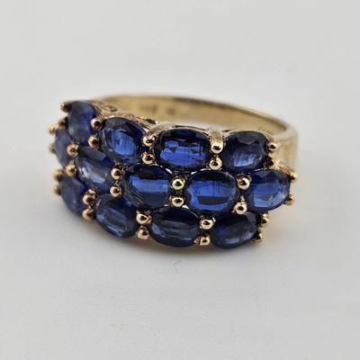 Sterling Silver 925 Gold Vermeil Sapphire Cluster Ring