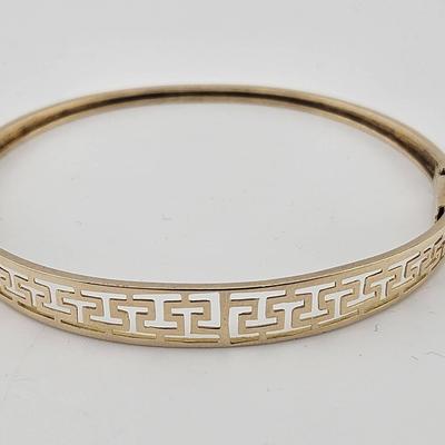Vintage 14k Gold Greek Key Bangle Bracelet 