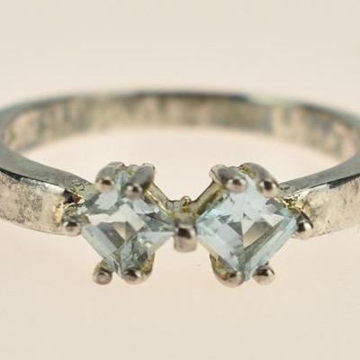 Sterling Silver Twin Blue Topaz Ring