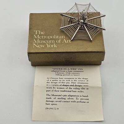 Vintage MMA Sterling Silver 925 "Spider In A Web" Pin