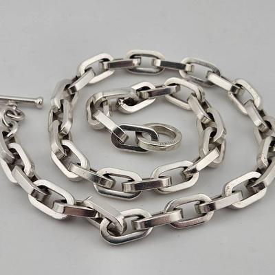 Vintage Sterling Silver 925 Oval Link Necklace 