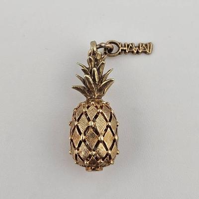 14k Gold Hawaii Pineapple Charm