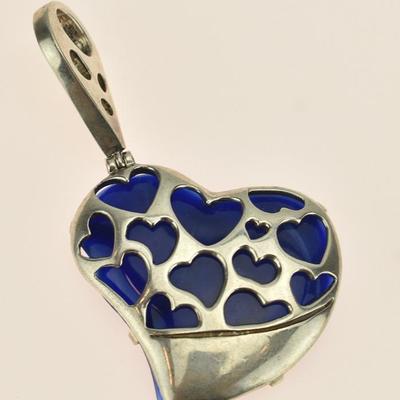 Sterling Silver Blue Enamel Heart Pendant